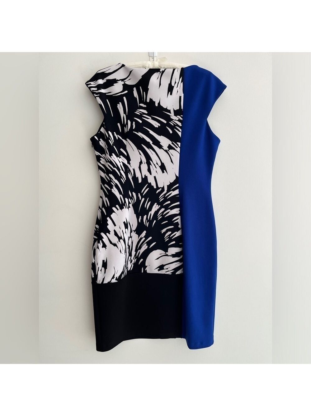 MAGGY LONDON Dress Colour Block Cap Sleeve Sheath Knee Length Party Event Chic - Picture 7 of 13